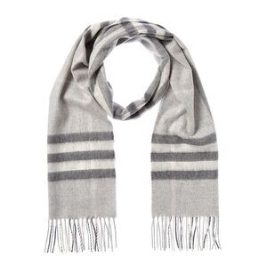 Burberry Check Cashmere Scarf, Grey